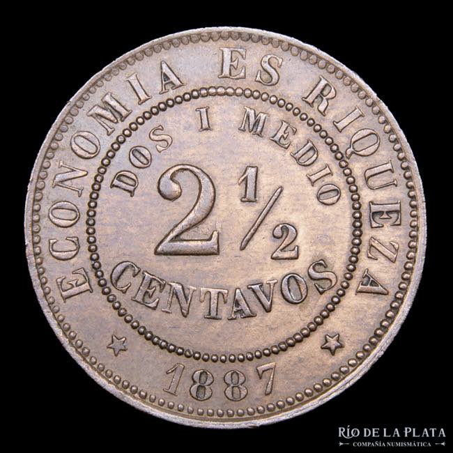 Chile. 2 1/2 Centavos 1887. CU, ... 