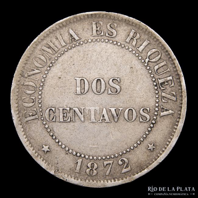 Chile. 2 Centavos 1872. Cu-Ni; ... 