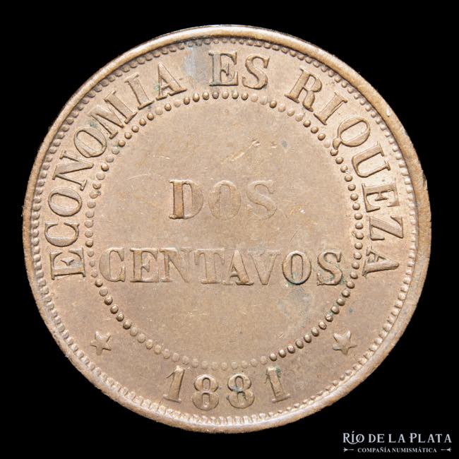 Chile. 2 Centavos 1881. Cu; 25mm; ... 