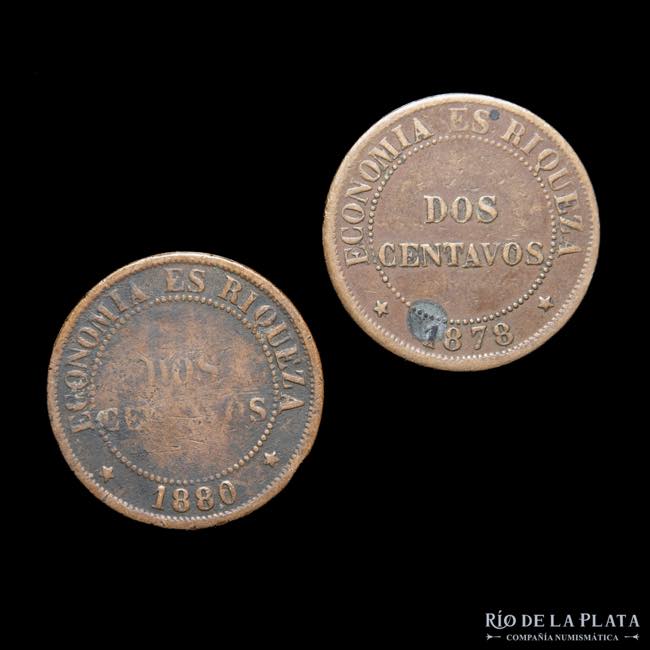 Chile. 2 Centavos 1878 y 1880. ... 
