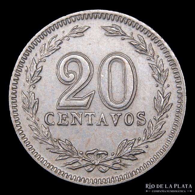 Argentina. 20 Centavos 1907. CuNi; ... 