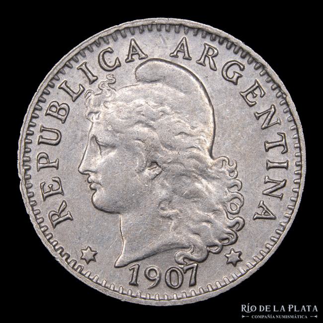 Argentina. 5 Centavos 1907. CuNi; ... 