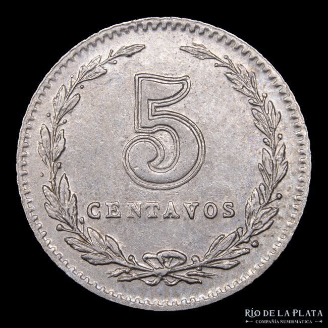 Argentina. 5 Centavos 1907. CuNi; ... 