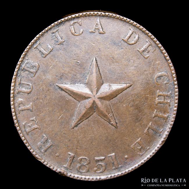 Chile. 1 Centavo 1851. Estrella ... 