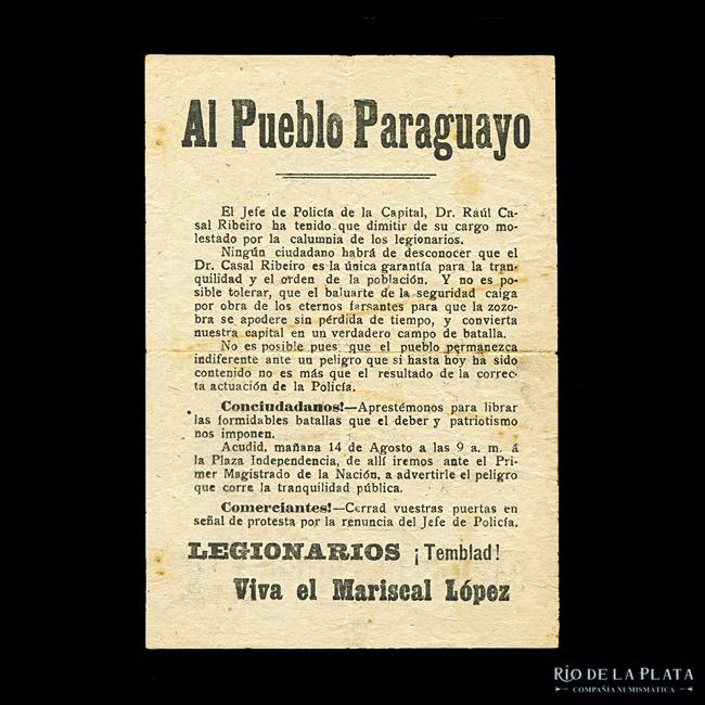 Paraguay. 1923. Interesante bando ... 