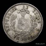 Chile. 1 Peso 1882 So. Santiago Mint. AG.900 ... 