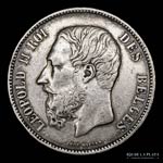 Bélgica. Leopoldo II. 5 Francs 1868. ... 