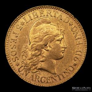 Argentina. 5 Pesos 1889 Argentino de oro. ... 