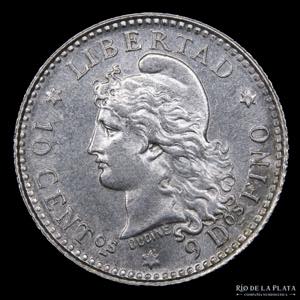 Argentina. 10 Centavos 1882. AG.900, 18.3mm; ... 