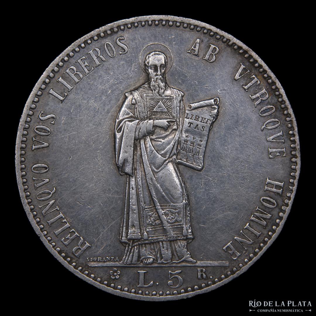San Marino (Republic) 5 Lire 1898. AG.900; ... 