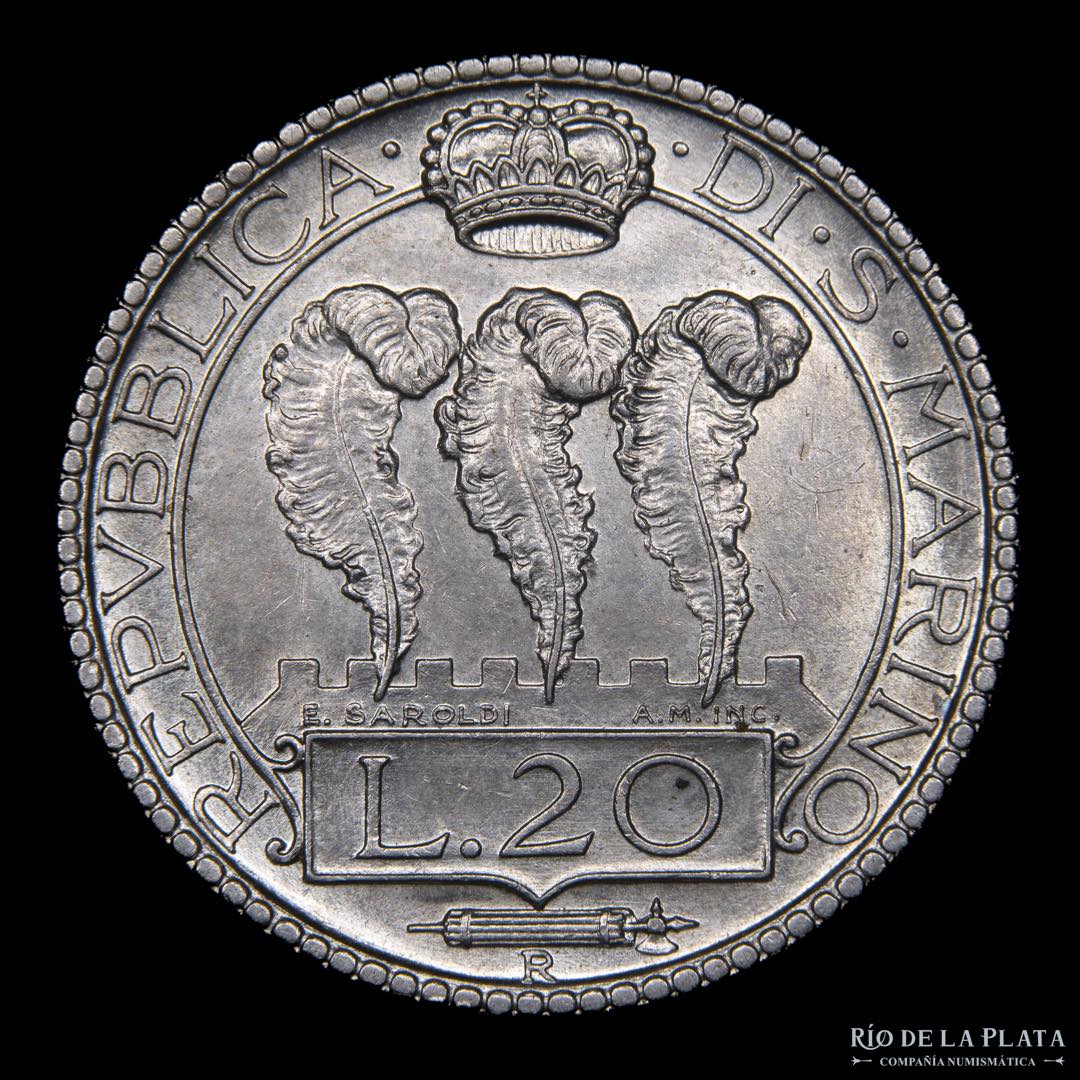 San Marino (Republic) 20 Lire 1931. AG.800; ... 