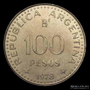 Argentina. 100 Pesos 1978 Error con laureles ... 