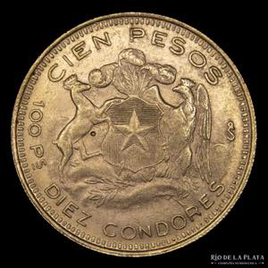 Chile. 100 Pesos 1952. 10 Condores de Oro. ... 