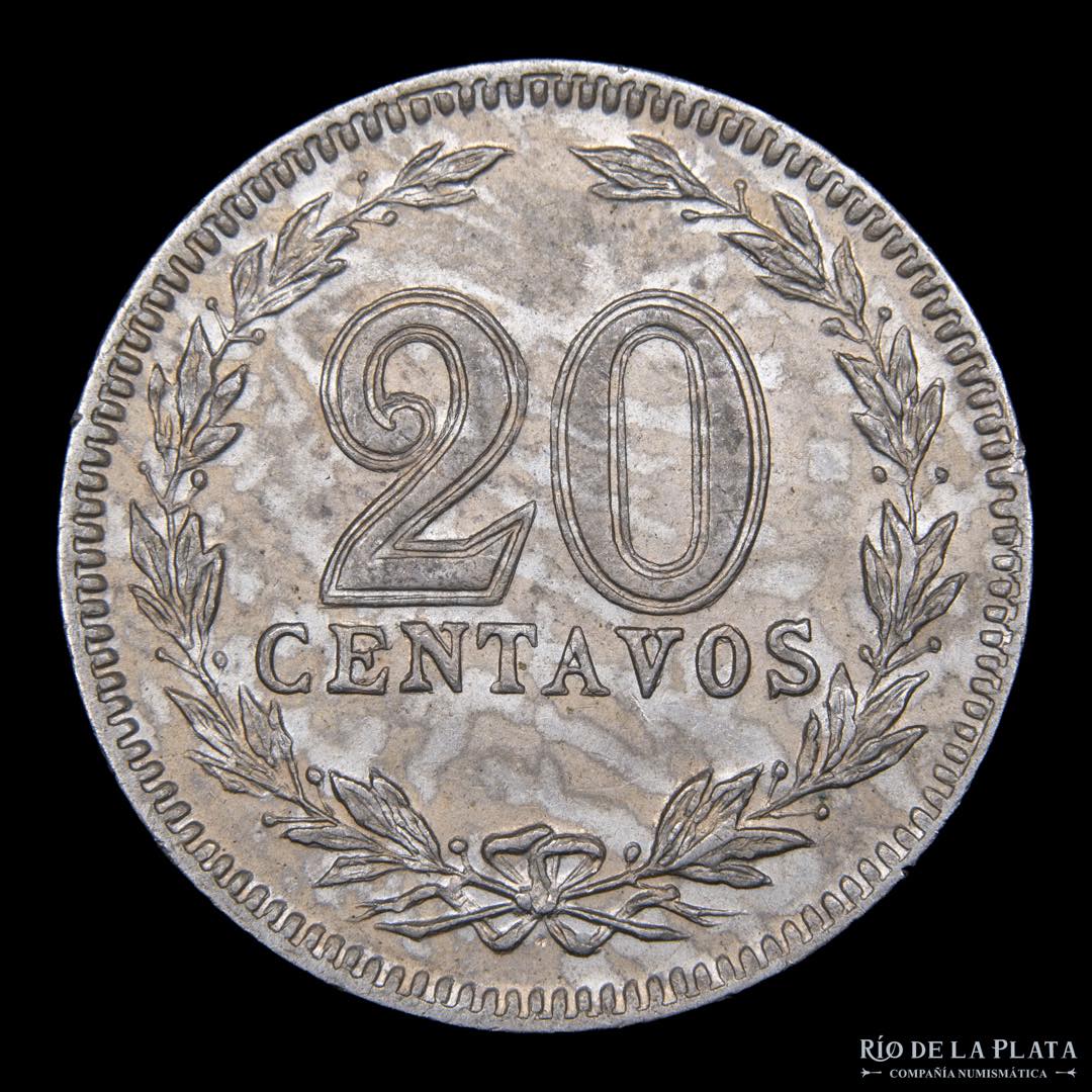 Argentina. 20 Centavos 1912. Cu-Ni; 21.5mm; ... 