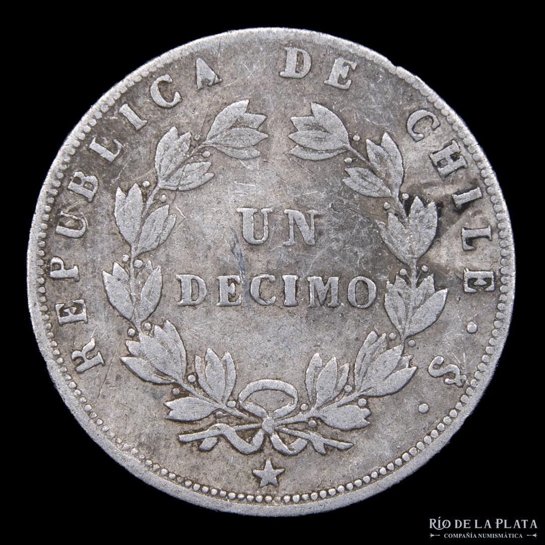Chile. 1 Decimo 1857. AG.900; 18mm; 2.41g. ... 