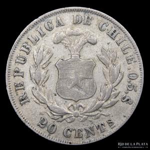 Chile. 20 Centavos 1892. AG.500; 23mm; ... 
