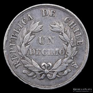 Chile. 1 Décimo 1878. AG.835; 18mm; 2.30g. ... 