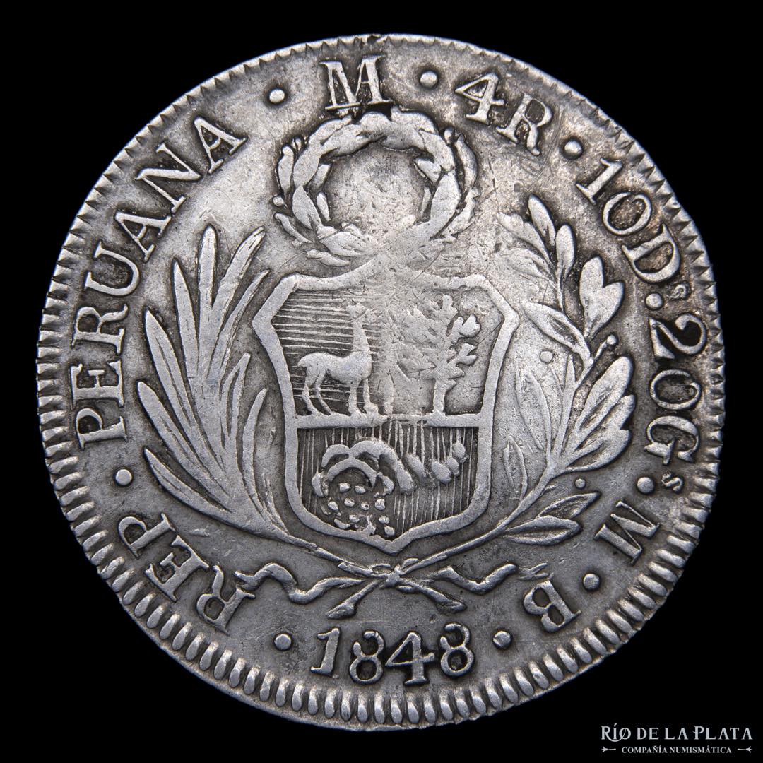 Perú. 4 Reales 1848 MB. ... 
