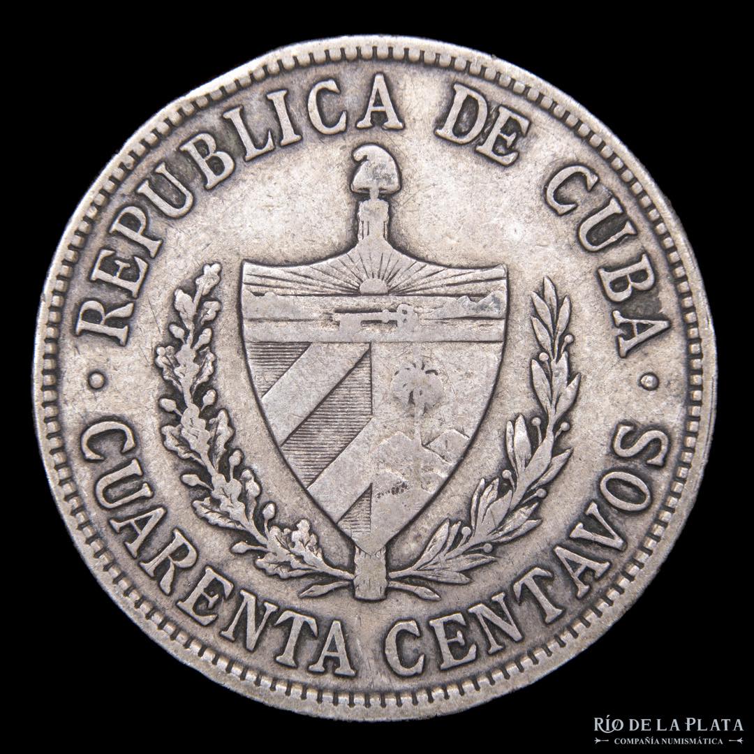Cuba. 40 Centavos 1920. AG.900, 28.9mm; ... 