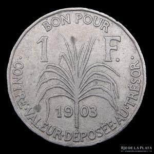 Guadalupe (Francia). 1 Franc 1903. Cu-Ni; ... 