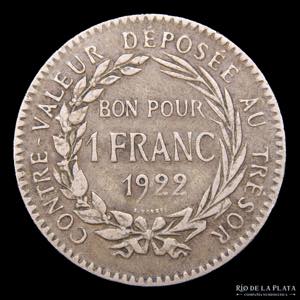 Martinica (Francia). 1 Franc 1922. Cu-Ni; ... 