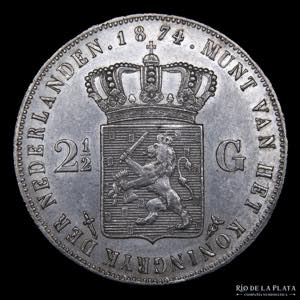Paises Bajos. Willem III. 2 1/2  Gulden ... 