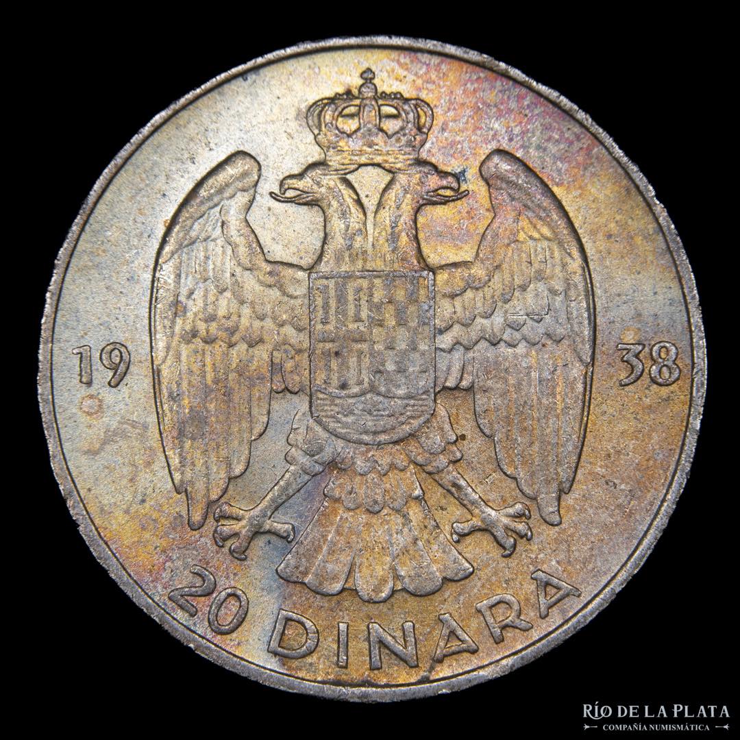 Yugoslavia. 20 Dinara 1938. AG.750; 27.0mm; ... 