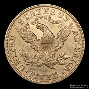 USA. 5 Dollars 1895. Coronet head with ... 