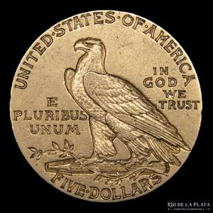 USA. 5 Dollars 1911 Indian Head. Oro AU.900; ... 