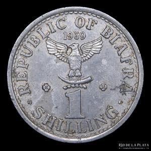 Biafra. 1 Shilling 1969. Aluminio; 23.5mm; ... 