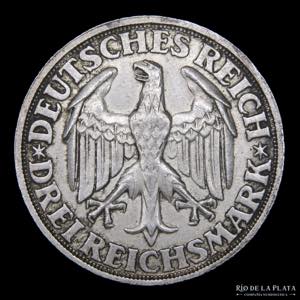 Alemania, Weimar. 3 Reichsmarks 1928 D. Solo ... 