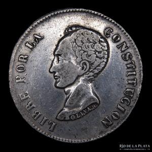 Bolivia. 8 Soles 1849 FM. Simón Bolivar. ... 
