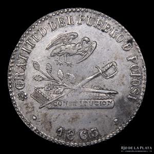 Bolivia. 1.5 Soles 1863. Medalla Monetaria. ... 