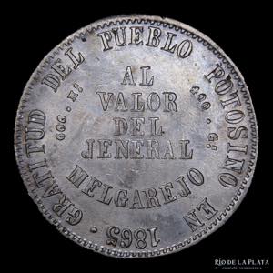 Bolivia. 1 Melgarejo 1865 FP. AG.666, ... 