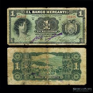 Bolivia. Banco Mercantil. 1 Boliviano 1911. ... 