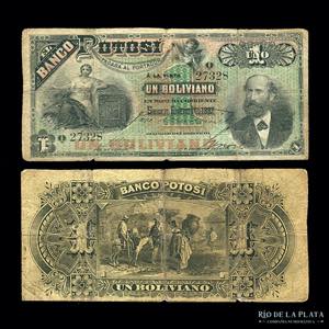 Bolivia. Banco Potosí. 1 Boliviano 1887.  ... 