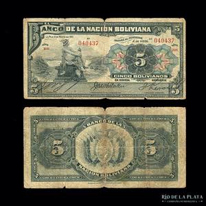 Bolivia. Banco Nacional. 5 Bolivianos 1911. ... 
