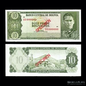 Bolivia. Banco Central. Specimen 10 Pesos ... 