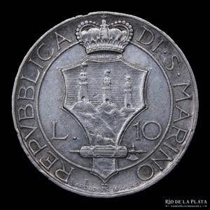 San Marino (Republic) 10 Lire 1932. AG.835; ... 