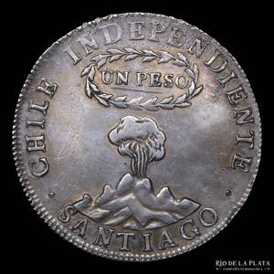Chile 1 Peso 1817 FJ. Volcán. AG.902; ... 