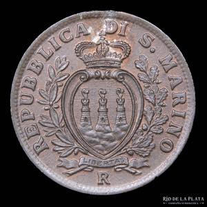 San Marino. 5 Centesimi 1835. AE; 19.6mm; ... 