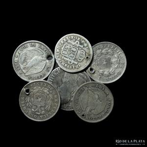 Sudámerica. Lote x 6 monedas de plata ... 