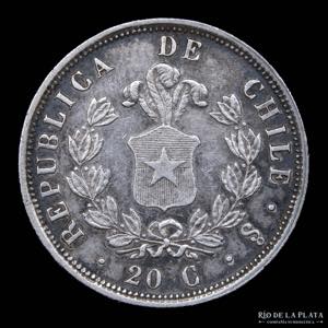 Chile. 20 Centavos 1861. AG.900; 23mm; ... 