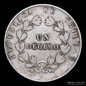Chile. 1 Decimo 1855. AG.900; 18mm; 2.51g. ... 