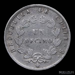 Chile. 1 Decimo 1856. AG.900; 18mm; 2.45g. ... 