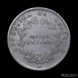Chile. 1/2 Decimo 1855. AG.900; 15mm; 1.21g ... 