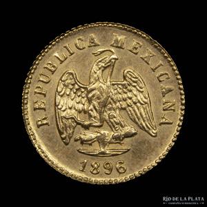 México. 1 Peso 1896/5 Go R. AU.875; 14mm; ... 