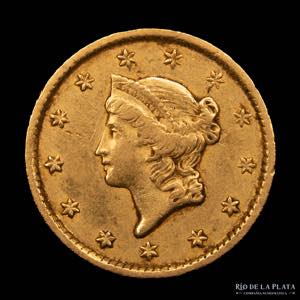 USA. 1 Dollar 1849. Liberty Head. AU.900; ... 