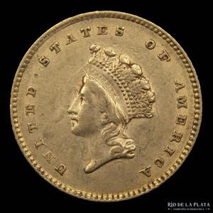 USA. 1 Dollar 1854. Large Indian Head. Oro. ... 