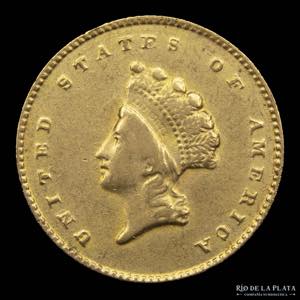 USA. 1 Dollar 1855. Large Indian Head. Oro. ... 